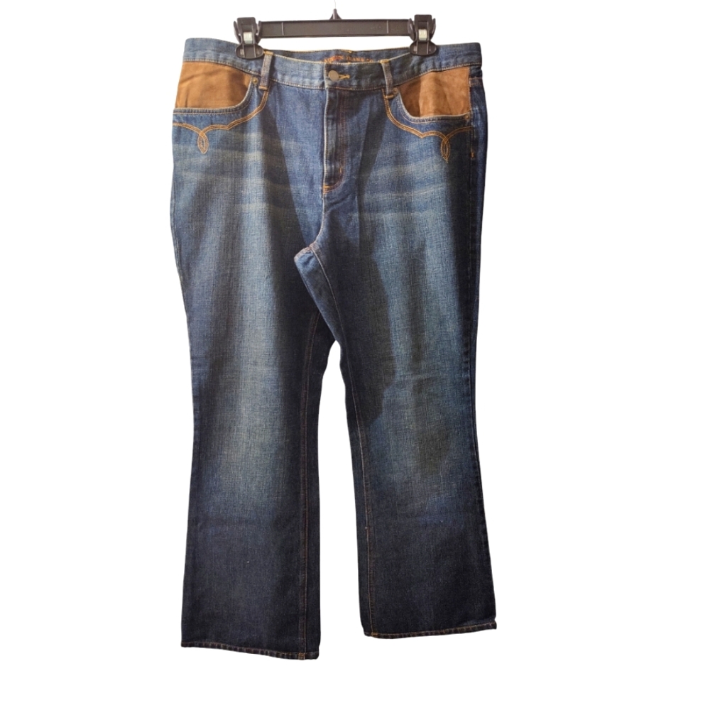 Ralph Lauren Jeans Womens Suede Leather Pockets Bootcut Size 16